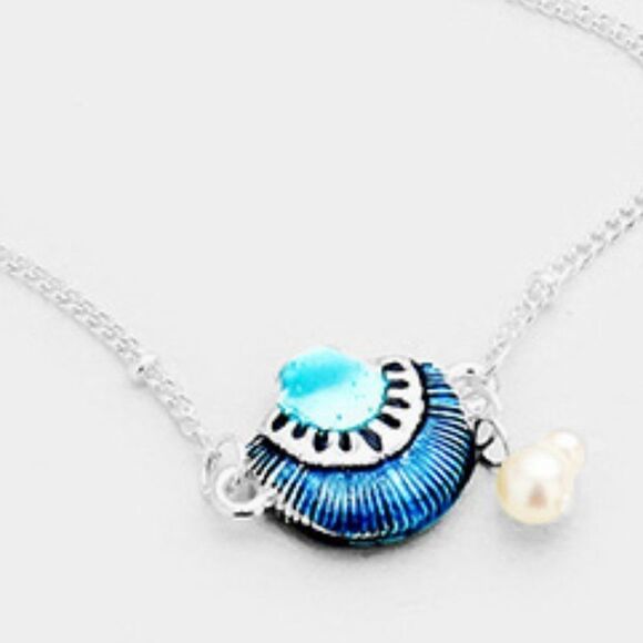 Colored Metal Shell Pearl Charm Anklet - Picture 3 of 6